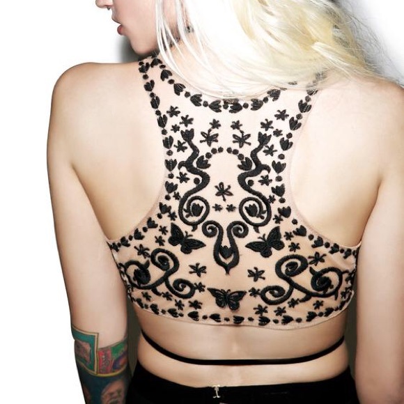 For Love and Lemons Karina Butterfly Crop Skivvies Top - Picture 2 of 8
